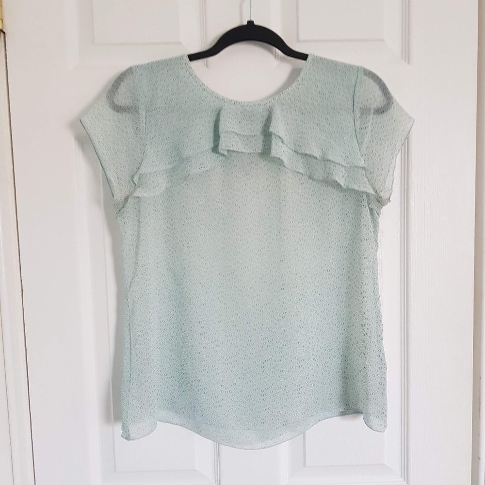 LOFT light blue womens sheer blouse size M